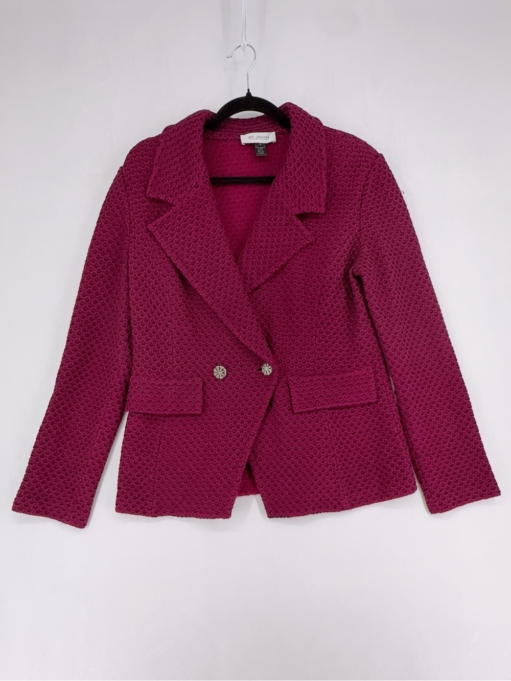 St. John Collection Pink Tweed Knit wool Blazer Jacket Size 12